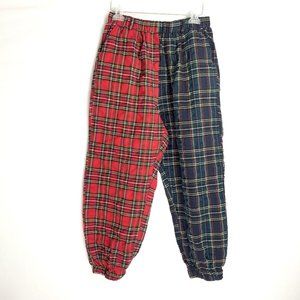 SHEIN Plaid Colorblock Red Green Joggers Pants